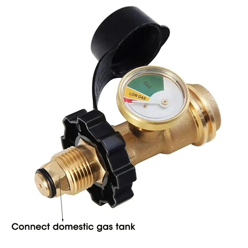 QCC to POL Gas Can Adapter with Pressure Gauge | American Standard Copper Fitting - Image 3