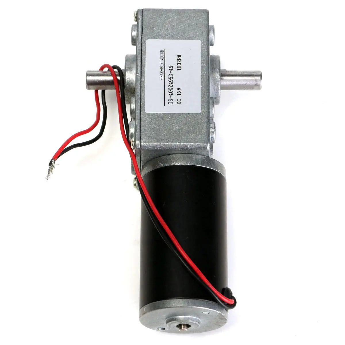 12V 160RPM Worm Gear Reduction Motor - Double Shaft DC Gearbox Motor - Image 4