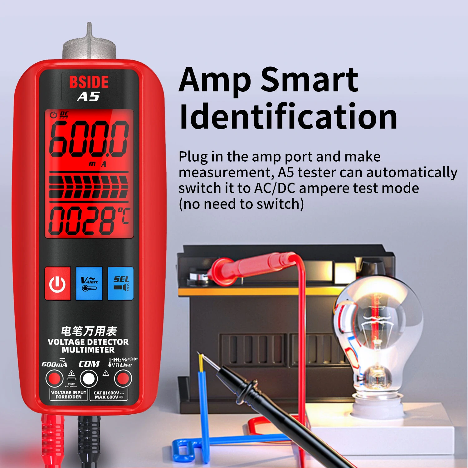 BSIDE A5 Digital Multimeter - Professional Pocket Tester for Voltage Current Capacitance - Image 5