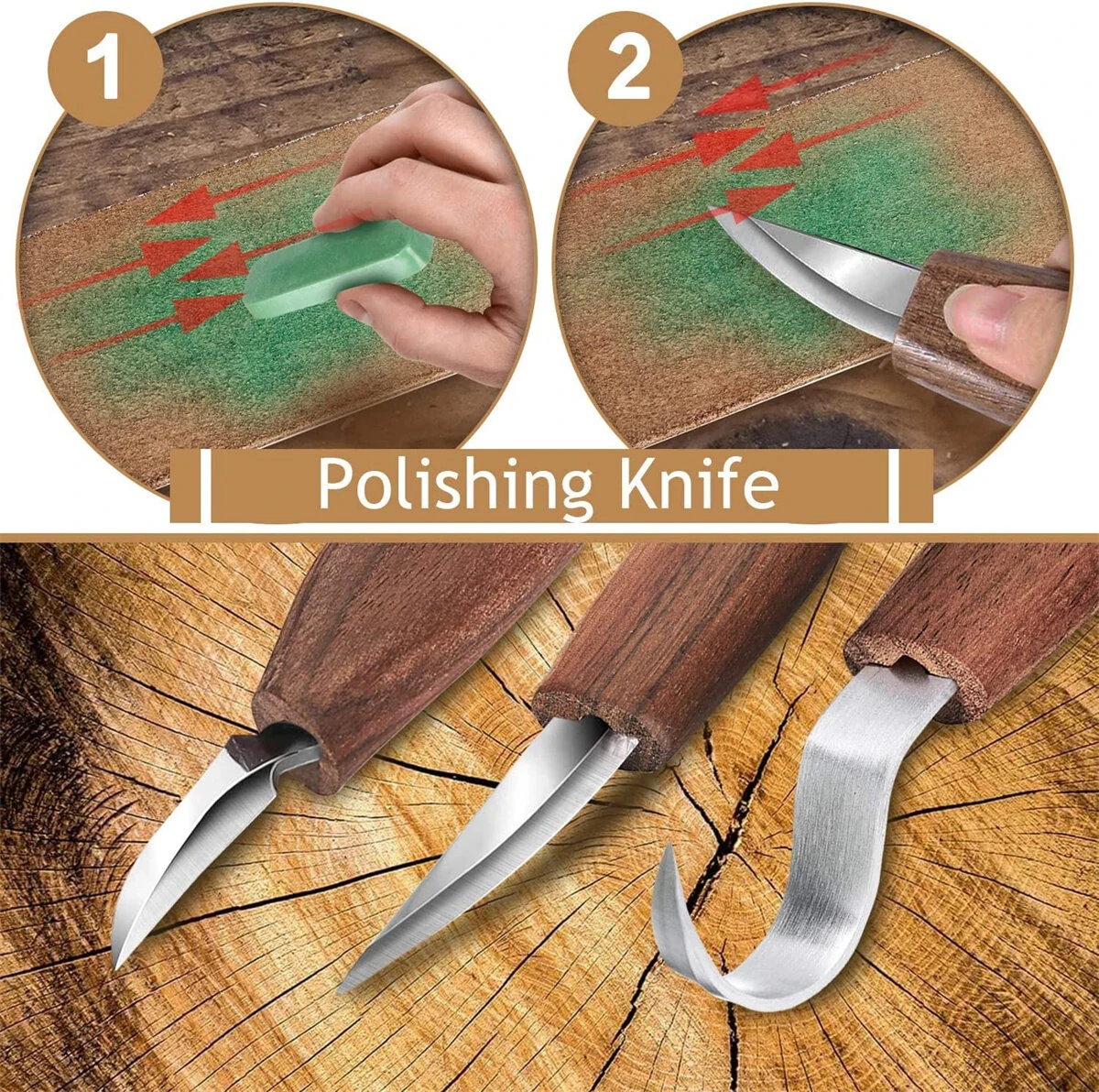 Wood Carving Tools Kit 7-in-1 with Hook Knife & Sharpener | Beginner Woodworking - Image 3