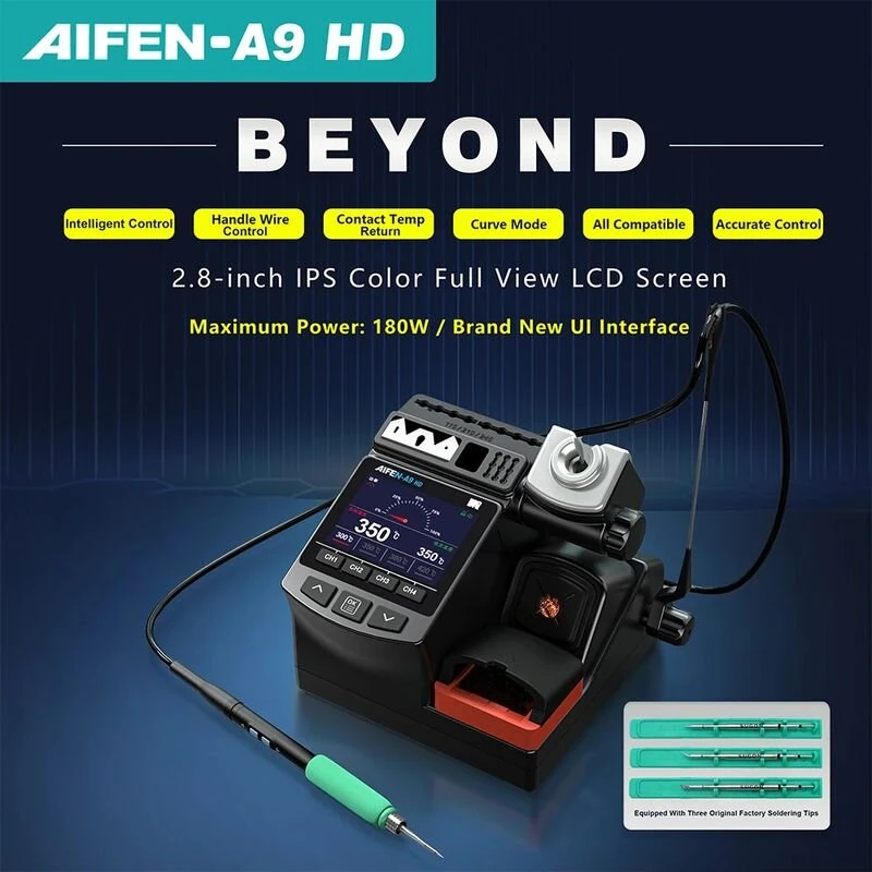 AIFEN A9HD Soldering Iron Station - 180W Intelligent Control | 2.8 Inch LCD Screen | 200°C-450°C Adjustable Temperature - Image 2