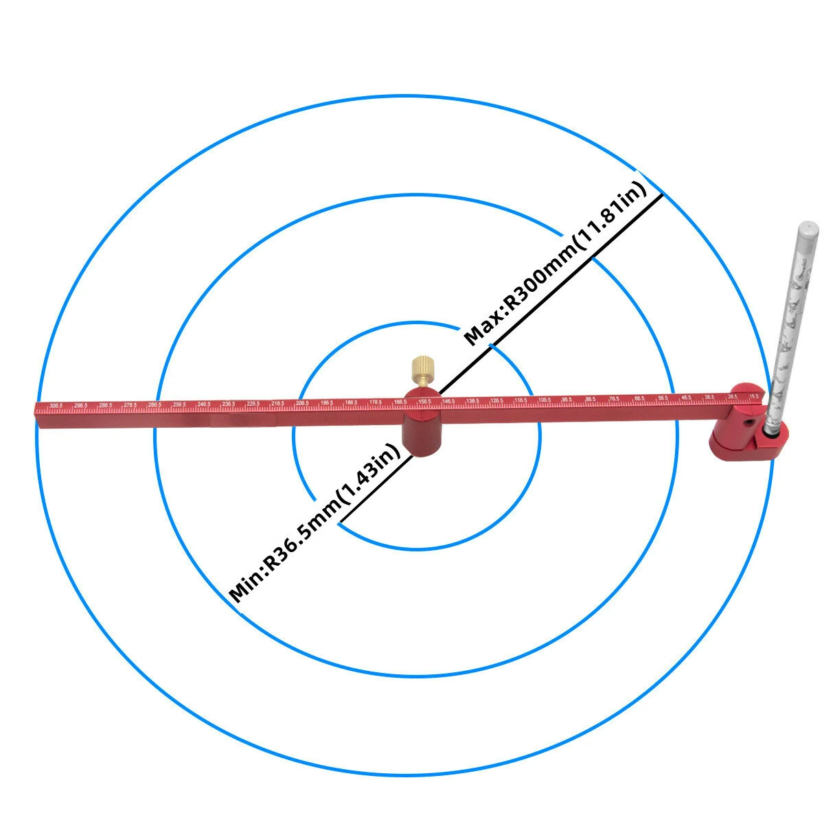 Adjustable Drawing Circle Ruler - 300mm Aluminum Alloy - Woodworking & Crafts Tool - Image 5