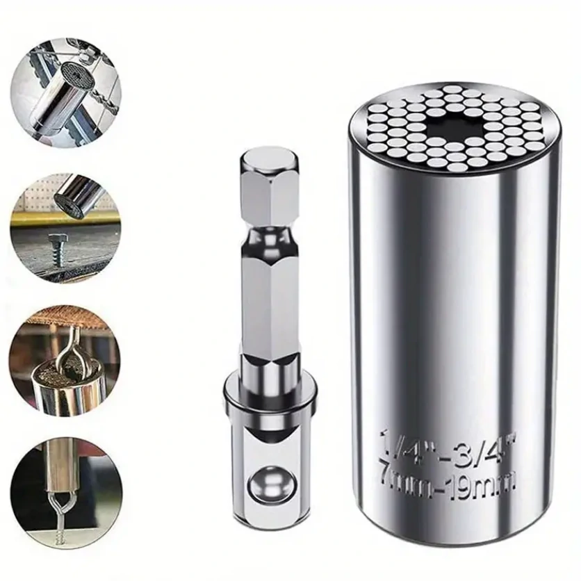 Universal 7-19mm Magic Grip Socket Wrench | Torque Wrench Head & Drill Ratchet Sleeve - Image 2