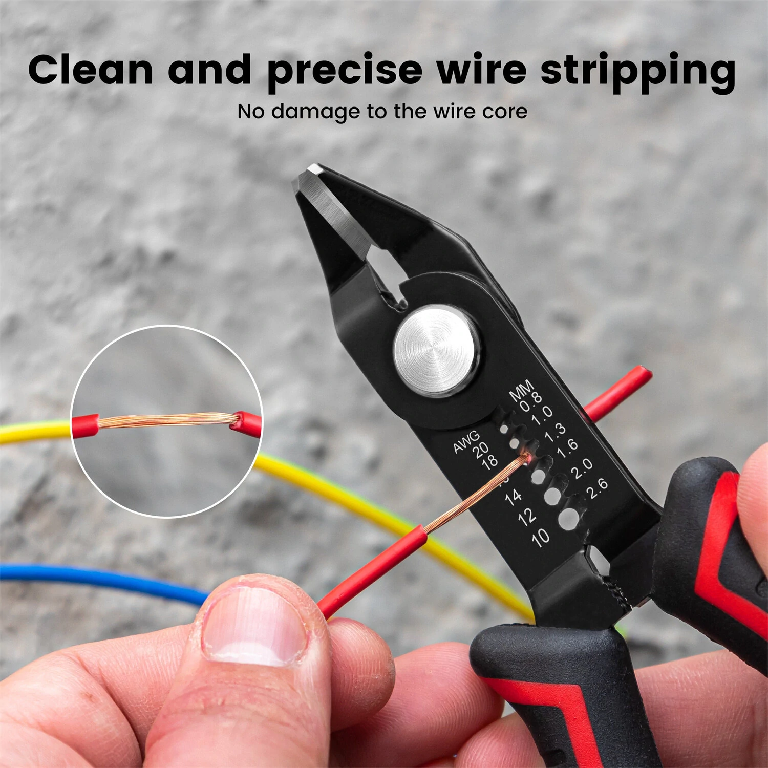 KAIWEETS KWS-112 2-in-1 Wire Cutter Stripper | 65Mn Steel | Ergonomic PVC Handle | 10-20 AWG - Image 5