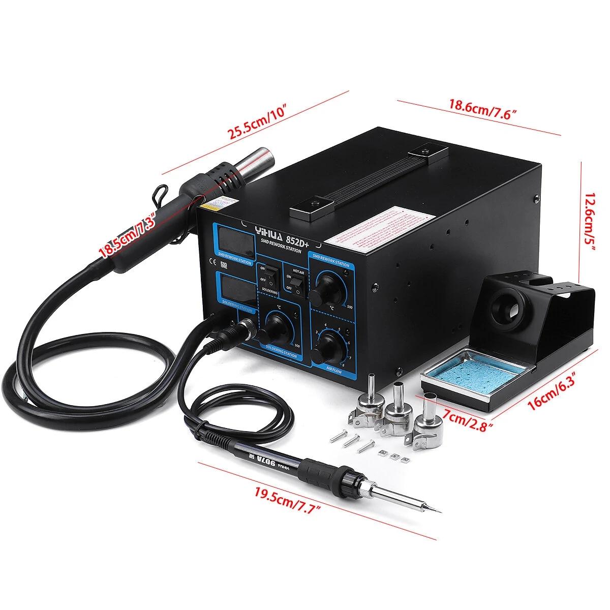 Weller 852D+ Digital Soldering Station - 660W with Hot Air Rework - Image 5