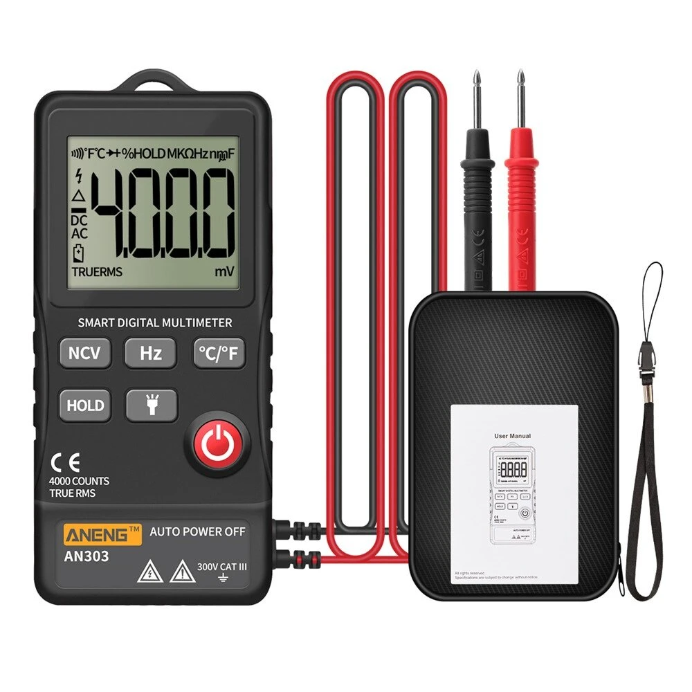 ANENG AN303 True RMS Digital Multimeter - 4000 Count | NCV, Capacitance, Hz Tester - Image 3