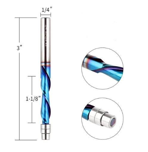 Premium Carbide Spiral Flush Trim Router Bit Set | 1/4 Inch Shank with Ball Bearings | High Durability Woodworking Tool - Image 5