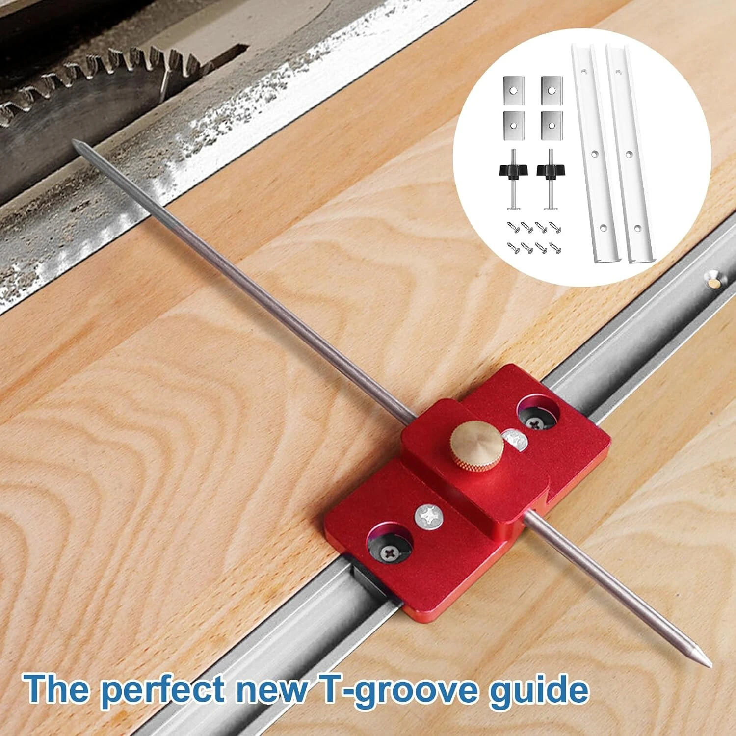 Aluminum T-Track 400mm Blue | M8 Handles & M6/M8 Nuts for Woodworking Workbench - Image 2