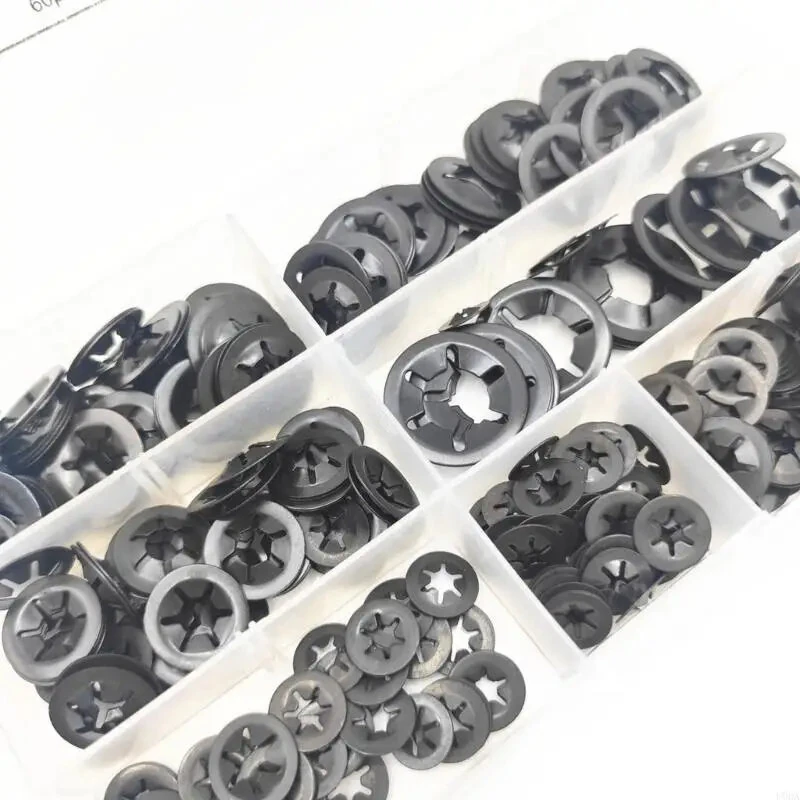65 Steel Internal Tooth Washers Assortment 340Pcs - Black Coated M3-M10 | Corrosion Resistant for Automotive & Industrial Use - Image 3