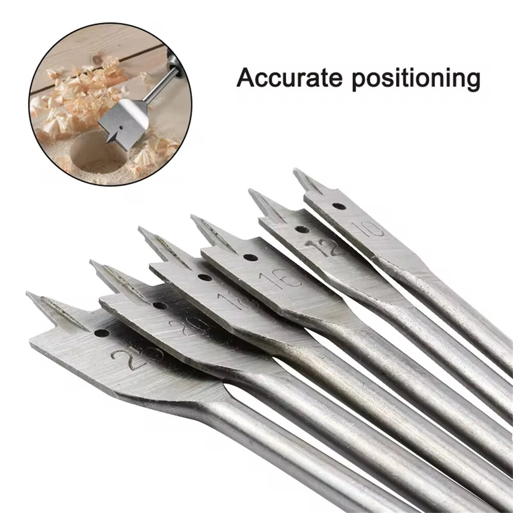 6PCS Three-Pointed Flat Drill Bit Set - High Carbon Steel HRC50 - Woodworking Tool - Image 3
