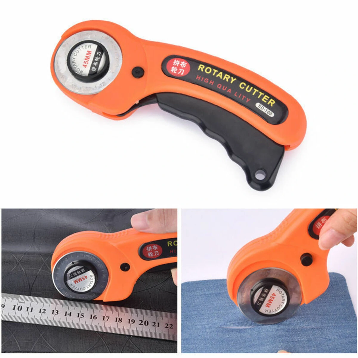 OLFA 45mm Rotary Cutter - Round Fabric Cutting Tool for Sewing & Quilting + 10 Blades - Image 5