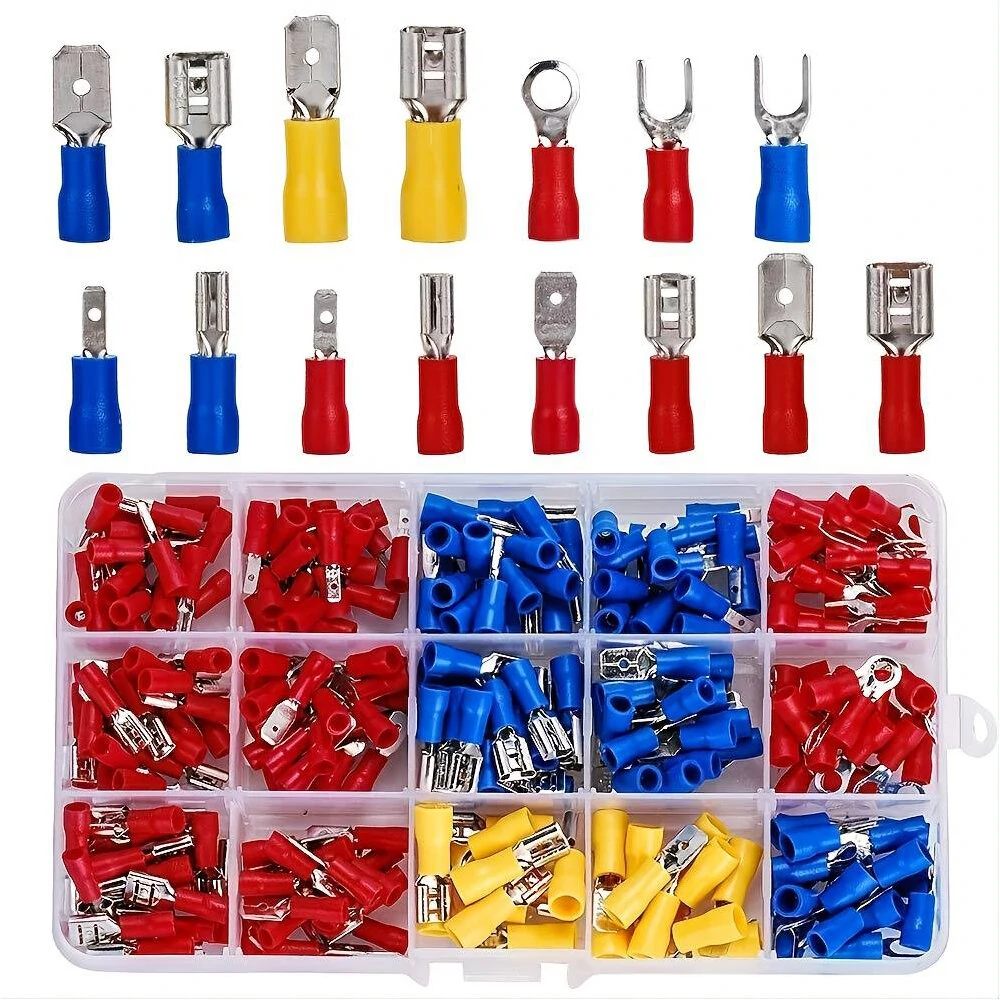 280Pcs Spade Terminals Kit - Insulated Electrical Wire Crimp Connectors | Butt Ring Fork Set - Image 2