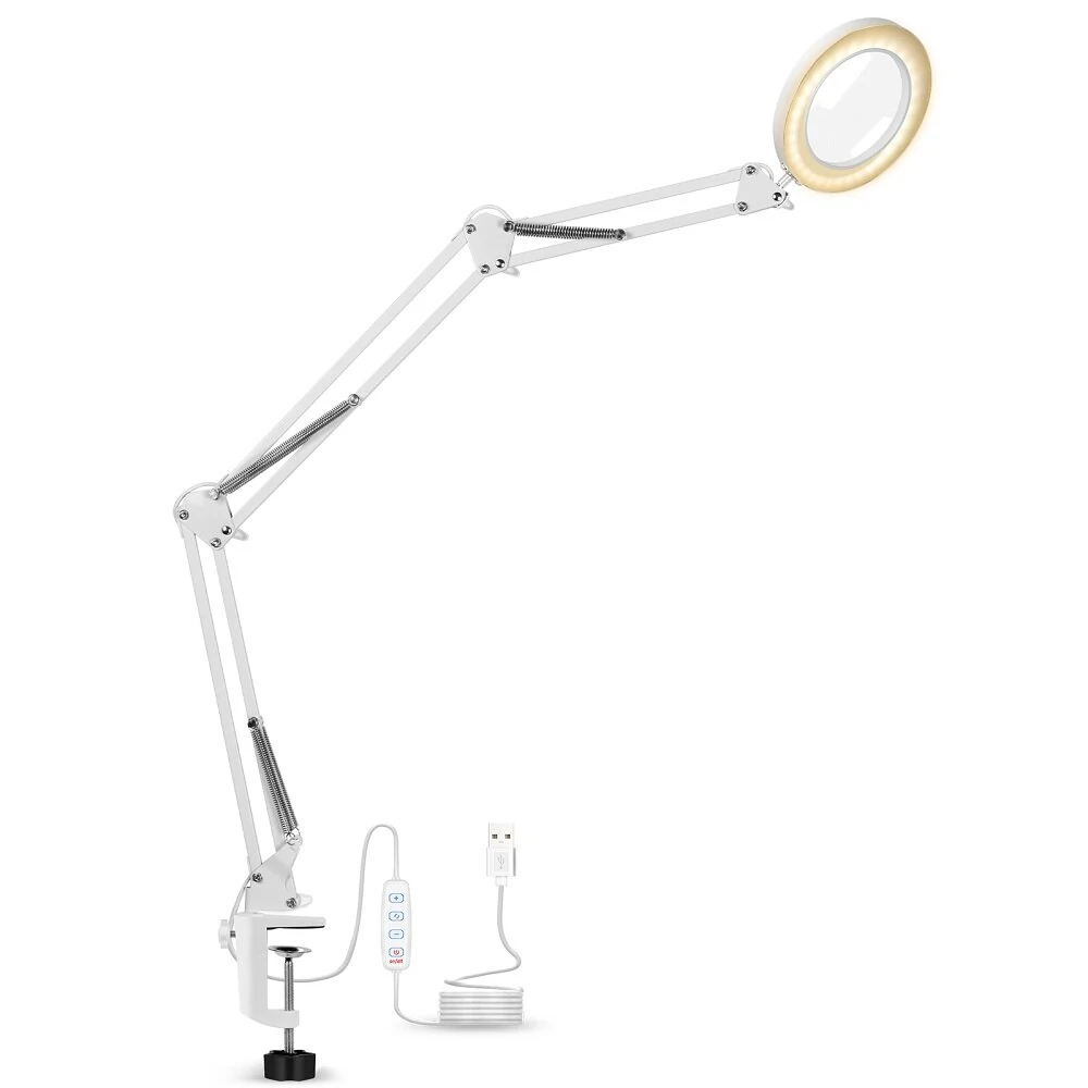 NEWACALOX 5X LED Magnifying Lamp - Three-Section Folding Desk Light for Welding & Repair - Image 3