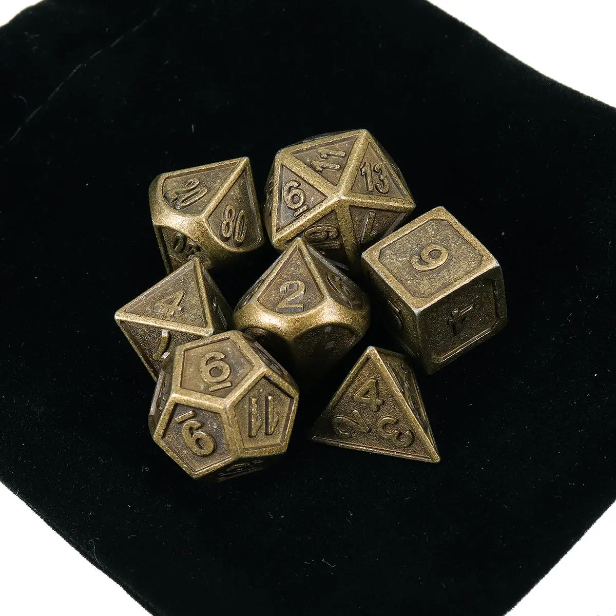 7pcs Embossed Metal RPG Multisided Dices Set - 7 Sides - EDC Gadget | Heavy Duty Bag - Image 2