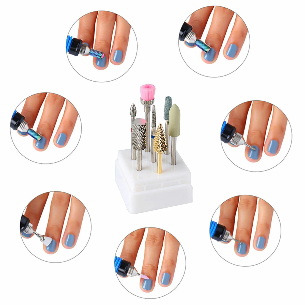 7Pcs Ceramic Tungsten Steel Nail Drill Bits | Gel & Acrylic Removal | Manicure - Image 2