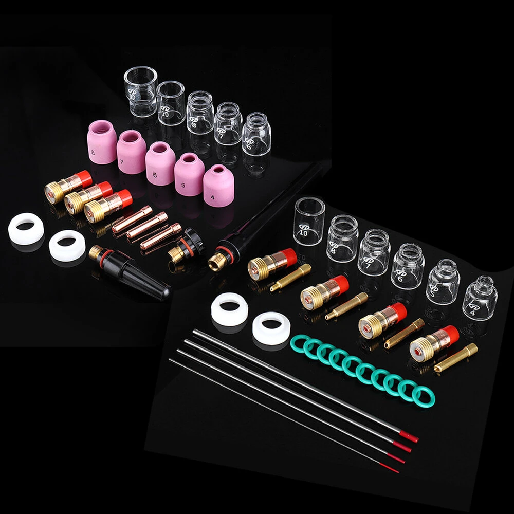 Drillpro TIG Welding Gas Lens Kit - Nozzle Ring Cover Glass Cup for WP17 WP18 WP26 - Image 3