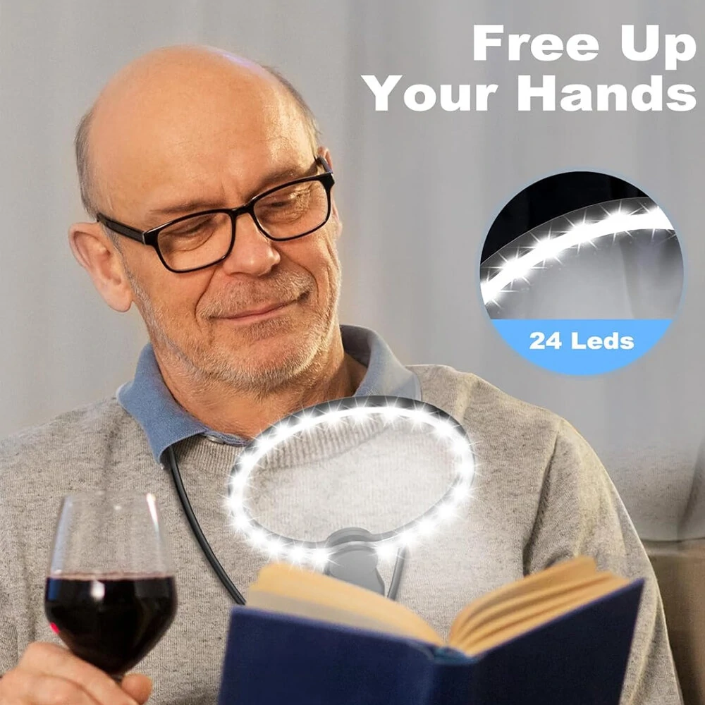 3-in-1 Magnifying Glass with Light | 5.12 Large Lens, 24 LED, USB Rechargeable - Image 4