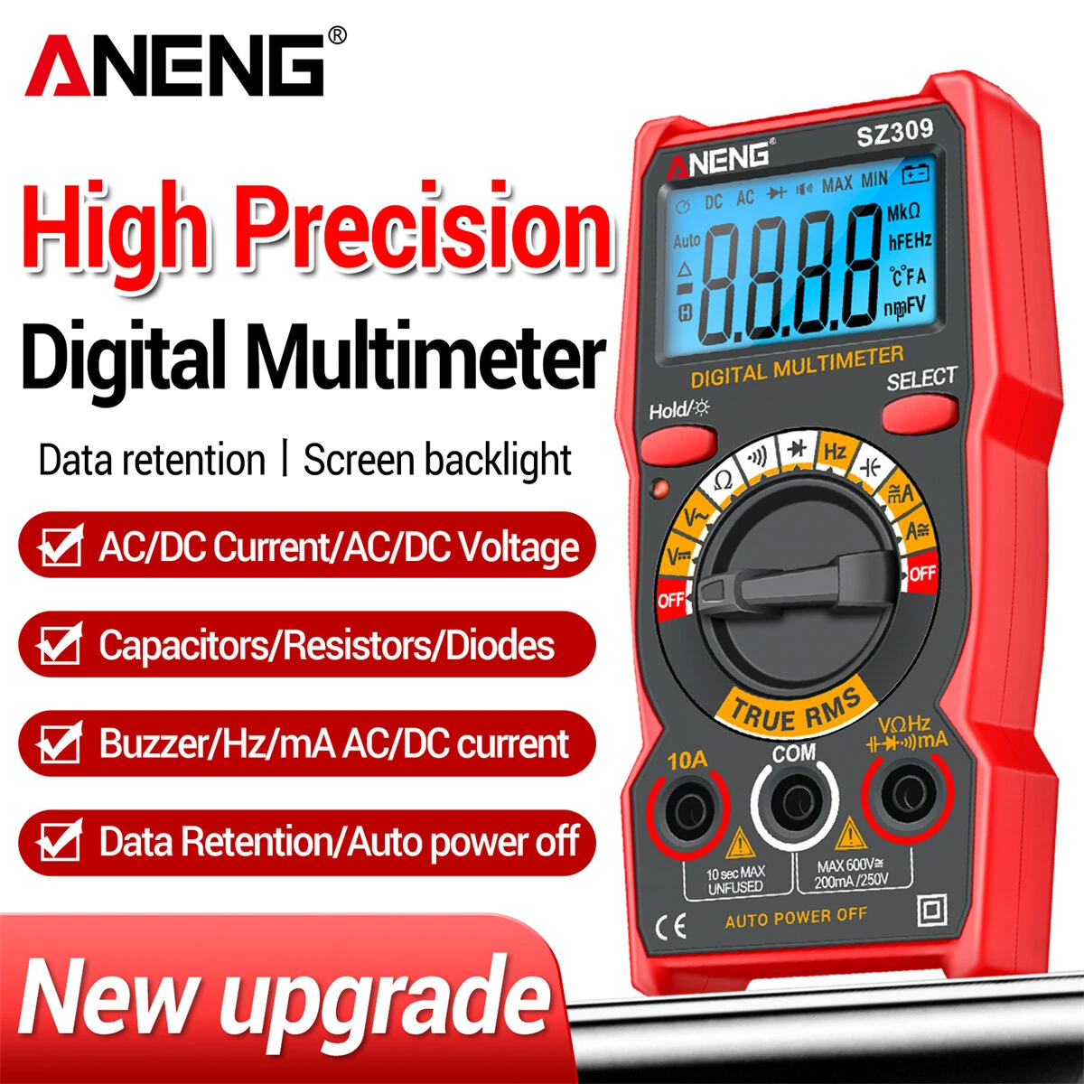 ANENG SZ309PRO Digital Multimeter - 600V 10A Tester | Capacitance & Frequency - Image 2