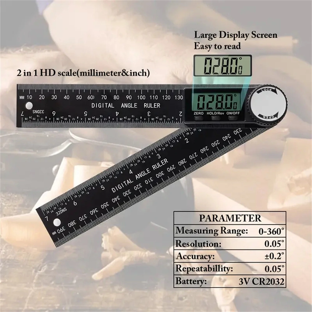 2-in-1 Digital Angle Finder Protractor | 7 Inch Ruler, LED Display, High Accuracy - Image 4
