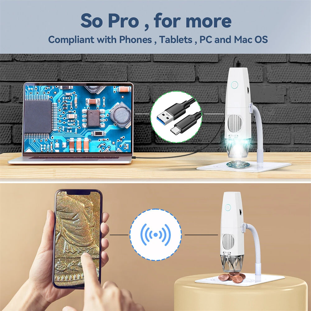 XG-101 Wireless Digital Microscope - 2MP 1000X Magnification | 1080P WiFi | Portable for Skin & Hair Inspection - Image 4