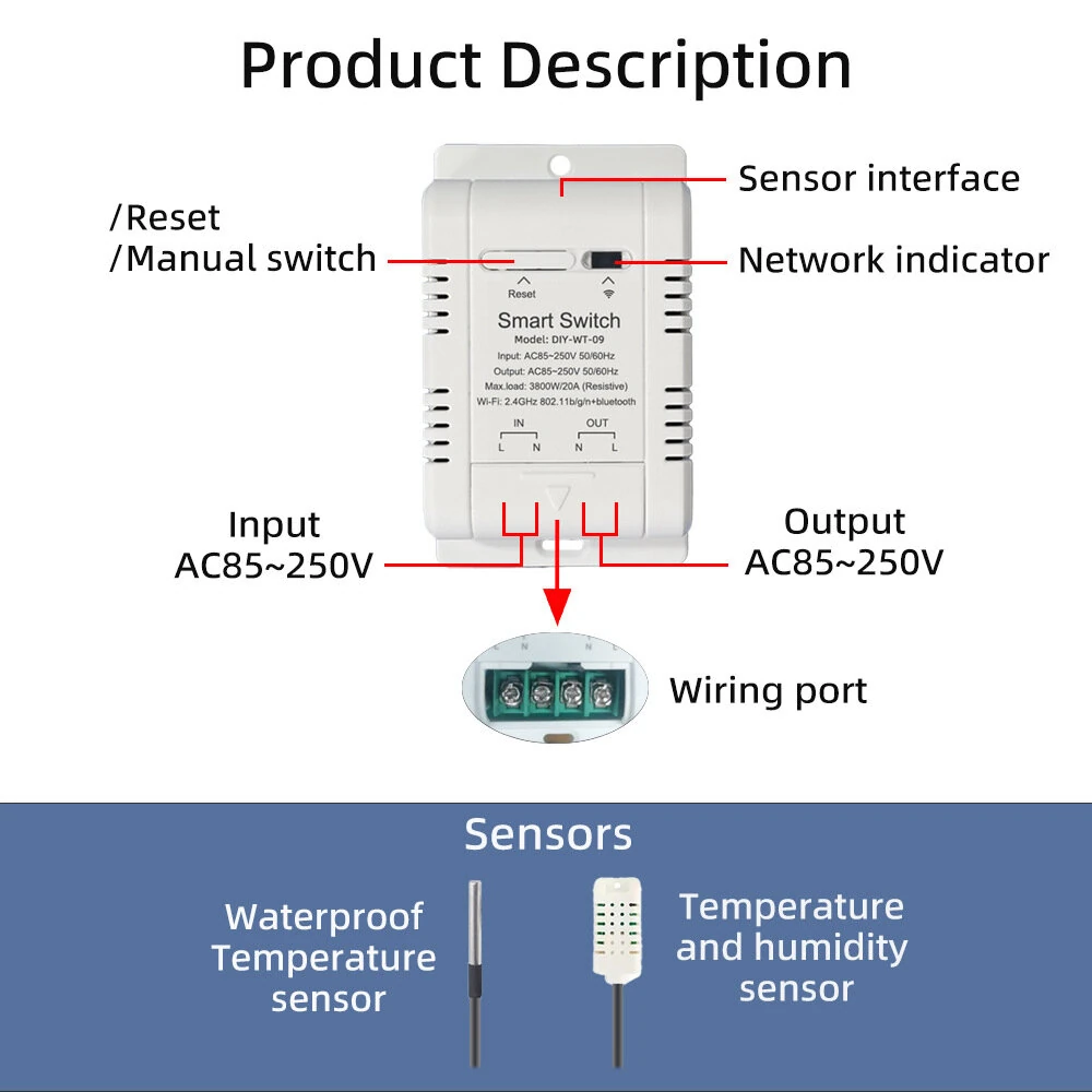 Smart Thermostat LY-607-N | WiFi & Bluetooth Remote | 20A 3800W | Temp & Humidity Control - Image 3