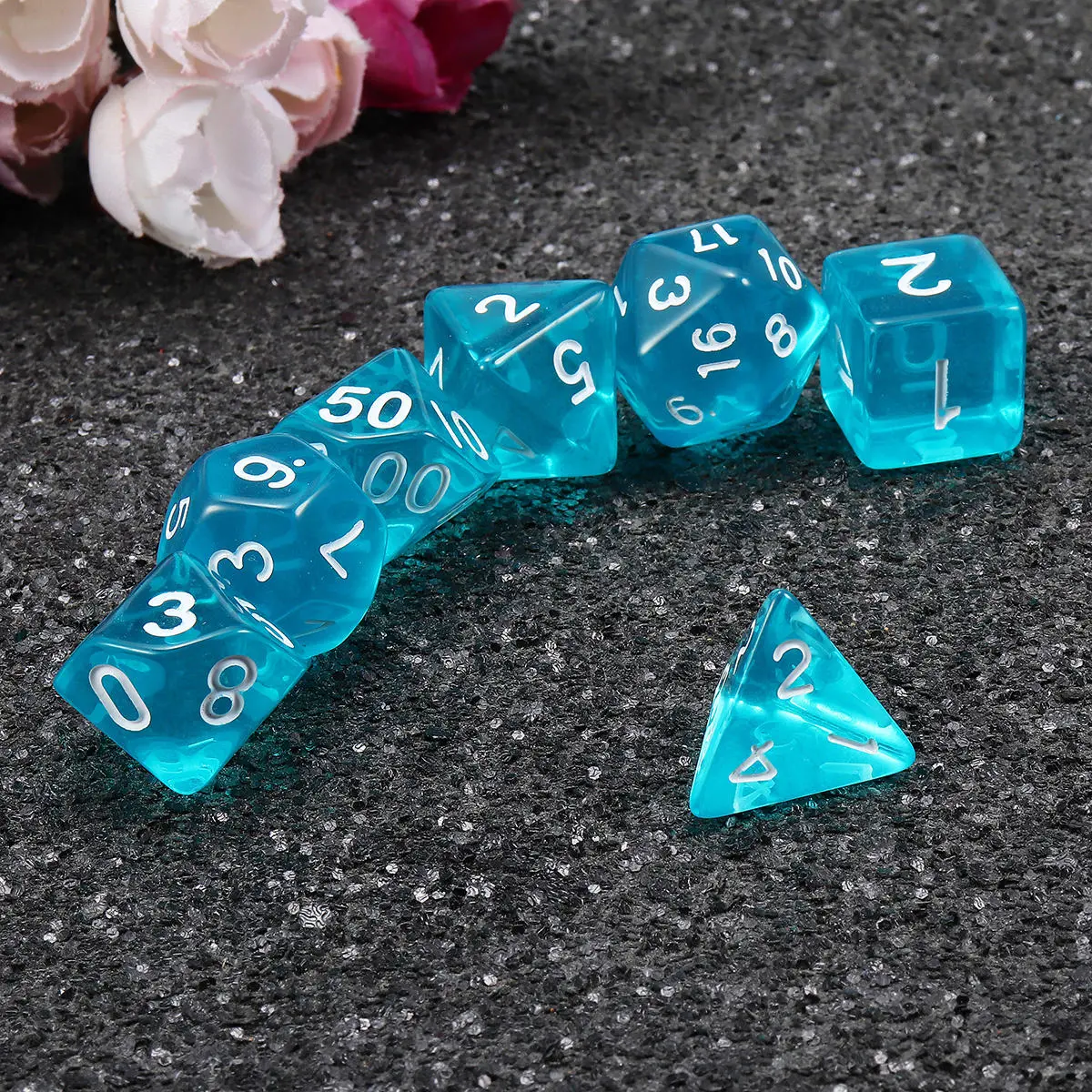 7 Pcs Polyhedral Dice Set - Translucent RPG Dices with Bag for Gaming - Image 5