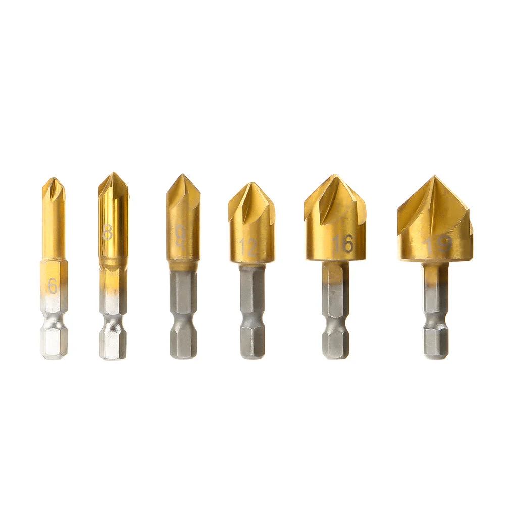 Drillpro 23pcs Chamfering Drill Bit Set | 5 Flute Wood Plug Cutter & Center Punch - Image 3