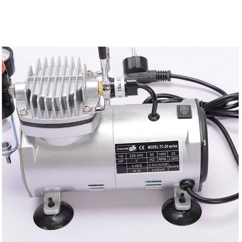 TC-20B Airbrush Compressor | 1/5HP 220V with K3 Sprayer & Vacuum Pump - Image 4