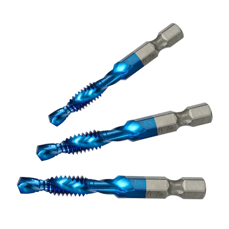 Drillpro 6Pcs HSS Spiral Tap Drill Set | 6-32 to 1/4-20NC | Hex Shank Machine Threading Tool - Image 4