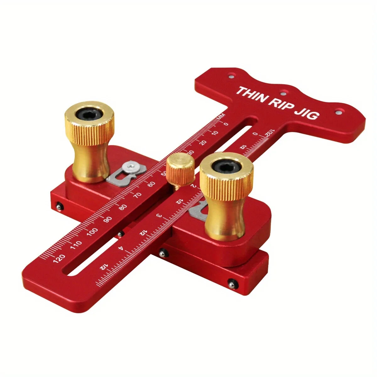 Thin Table Saw Jig - Adjustable Aluminum Guide for 3/8 x 3/4 U Slot | Laser Engraved Scales - Image 2