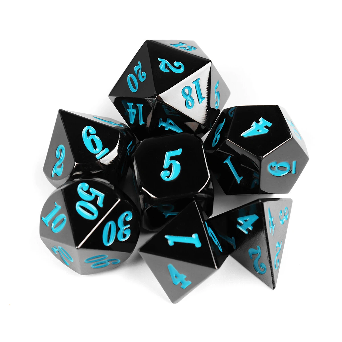 7Pcs Zinc Alloy Polyhedral Dice Set | Multi-Sided RPG Dice with Bag - Image 4