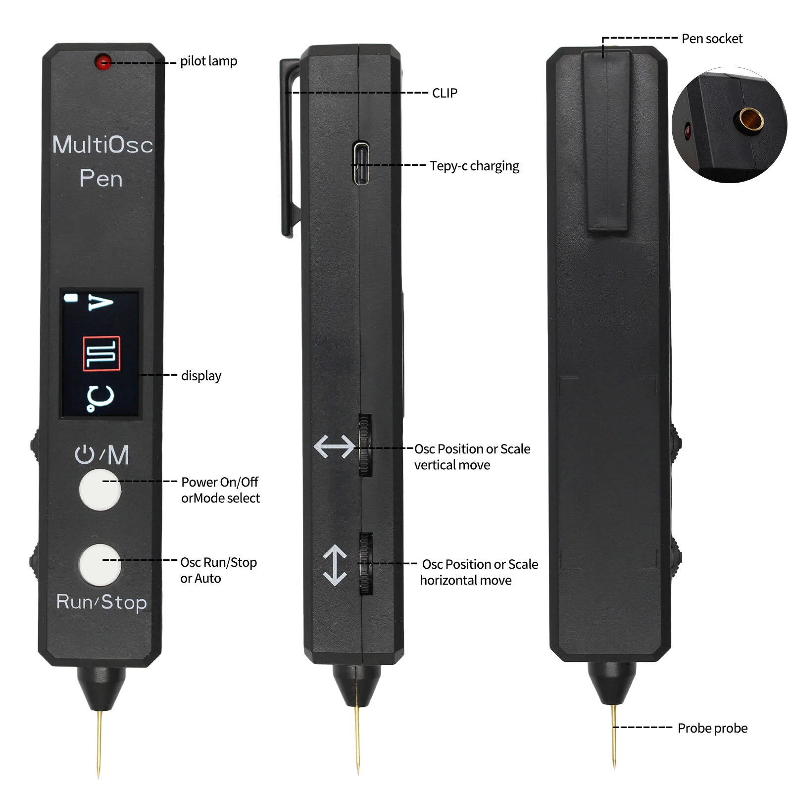 Four-in-One Multifunctional Pen Tester - 400KHz Bandwidth, 2MSa/s, Voltage & Diode - Image 2
