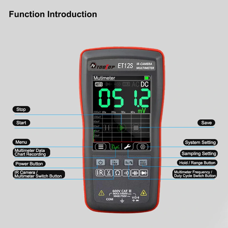 TOOLTOP ET11S/ET12S 2-in-1 Thermal Imager & Multimeter | 6000 Count | PC Data Transfer - Image 3