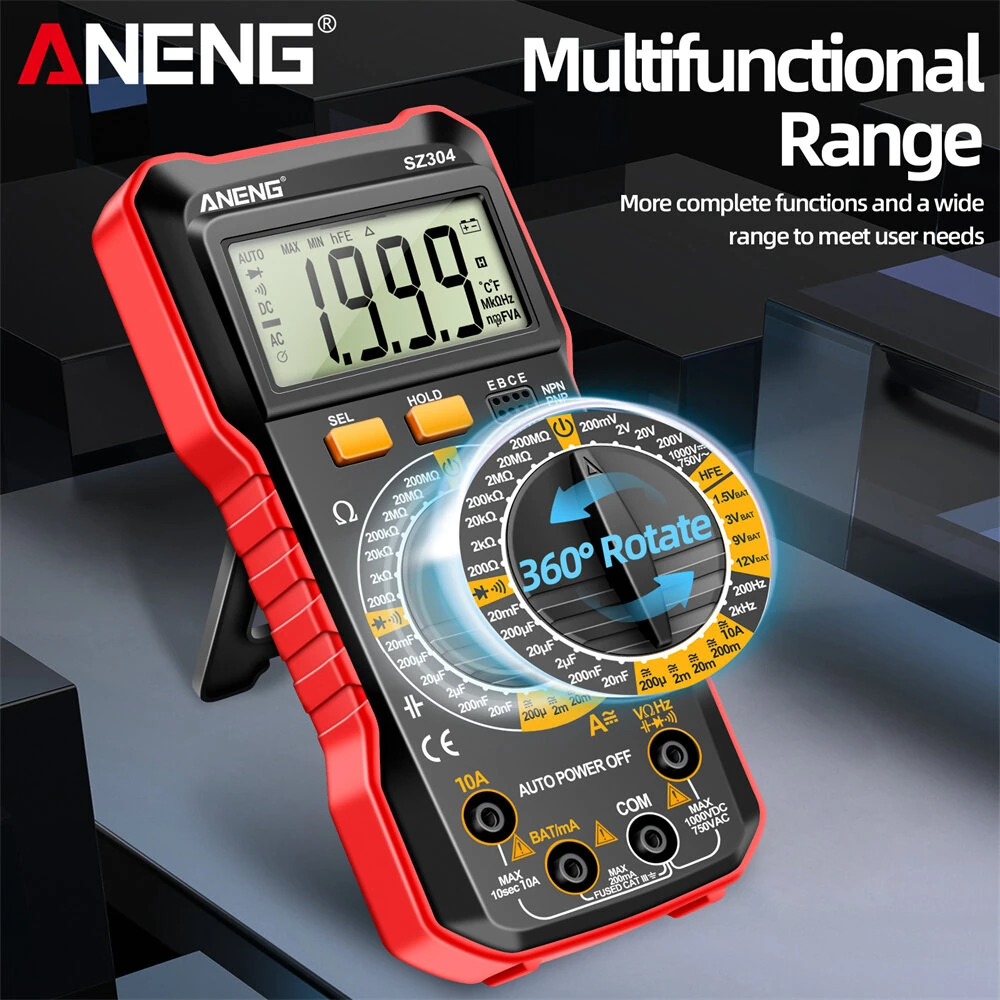 ANENG SZ304 Digital Multimeter | Voltage Current Resistance Capacitance | Data Hold & Auto Shutdown - Image 5