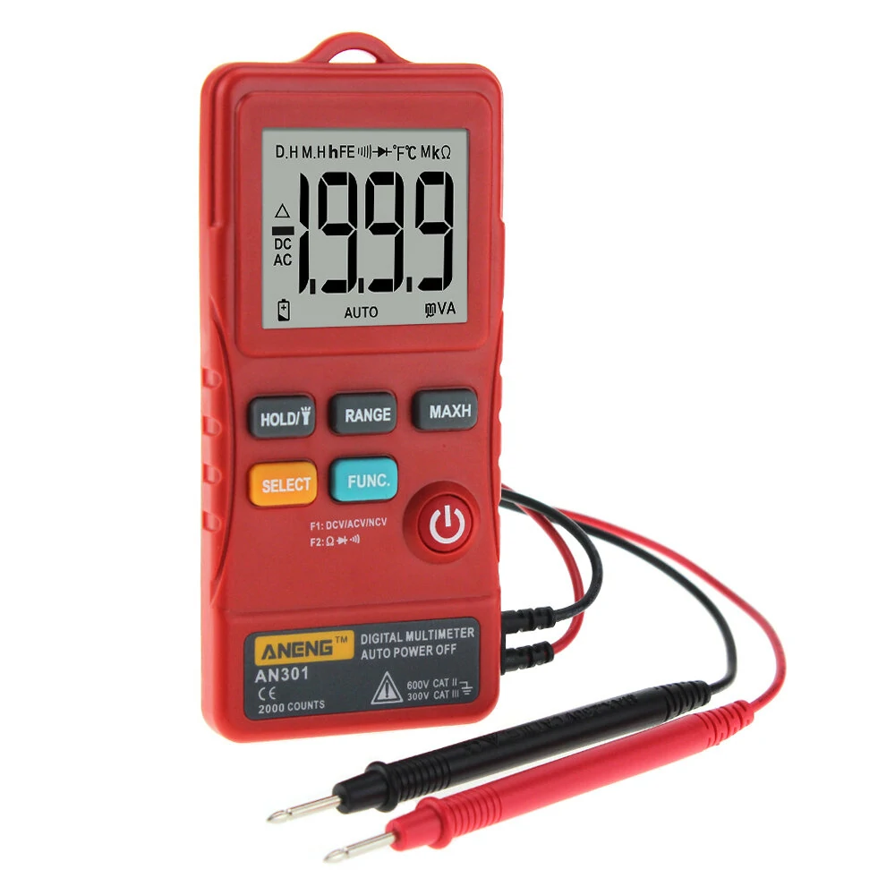 ANENG AN301 True RMS Digital Multimeter - 1999 Counts, Push Button, Flashlight - Image 5