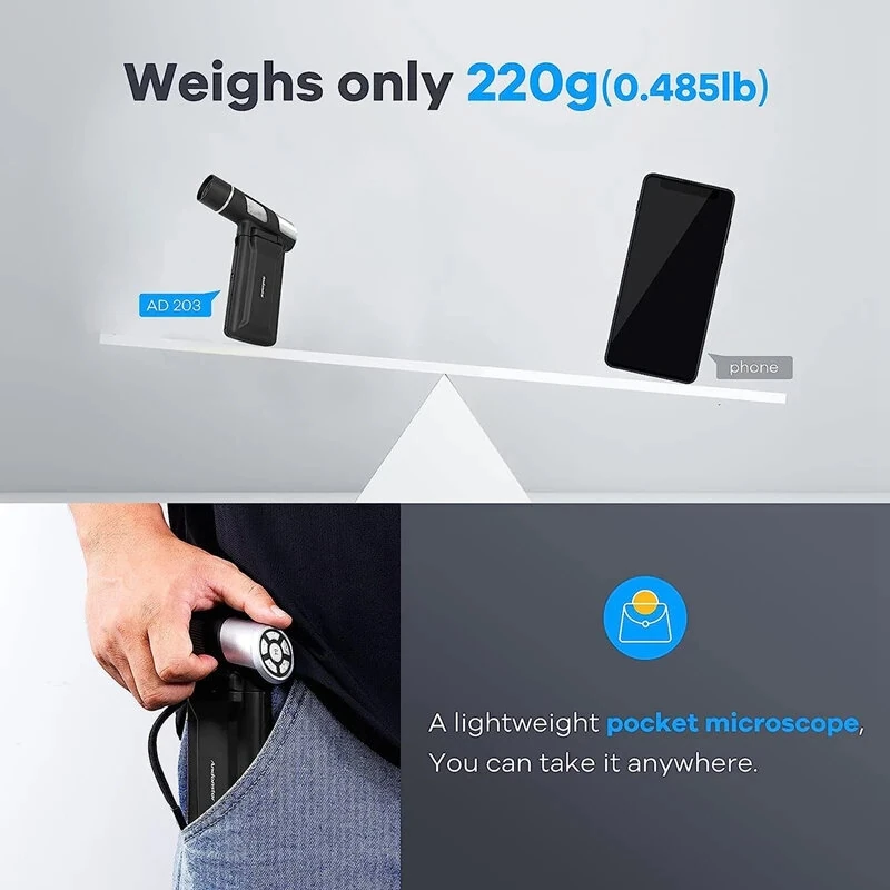 ANDONSTAR AD203 Handheld Digital Microscope - 4 Inch LCD Screen, 1080P FHD, 80x Magnification - Image 5