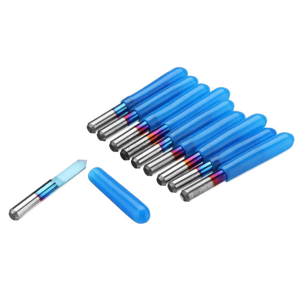 Drillpro 10pcs 0.1-0.3mm 90° Engraving Bit | Blue NANO Coated PCB Router Tool - Image 5