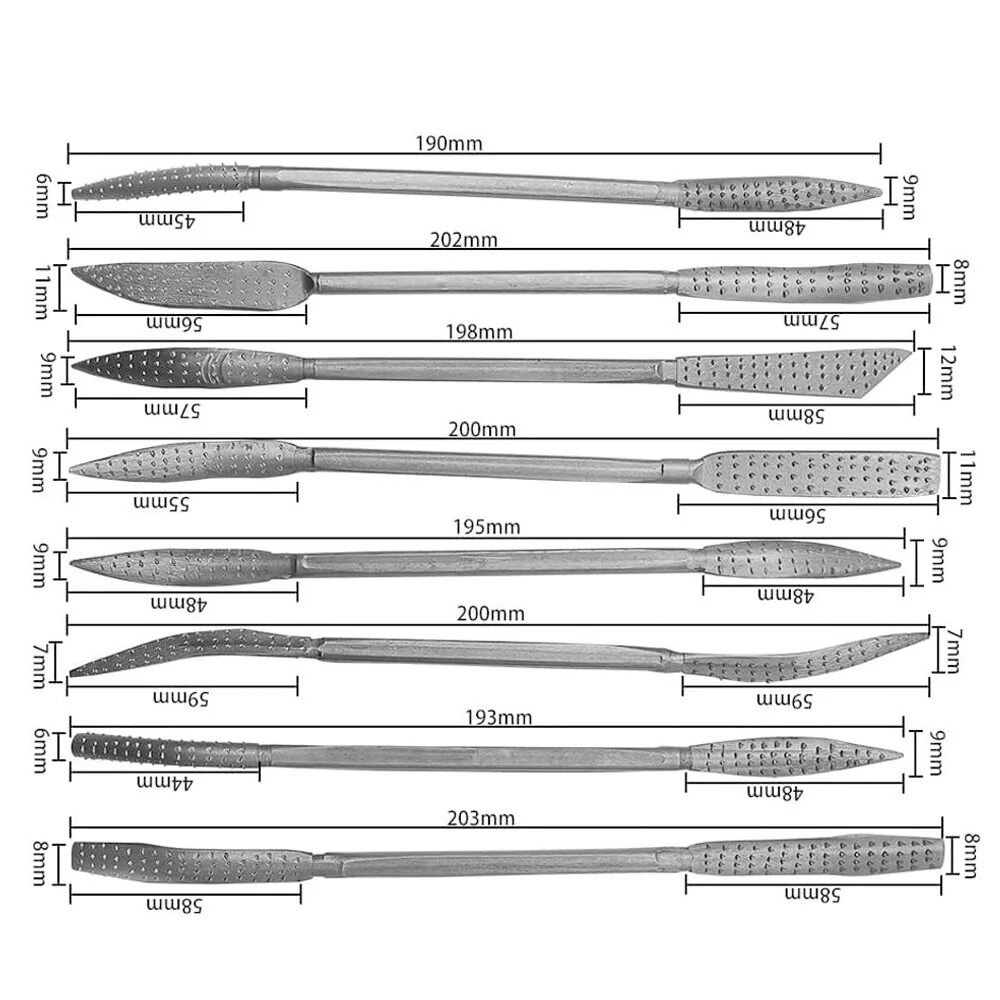 Wood Carving File Kit - 8PCS Double Ended Riffler Rasp Set for Shaping & Refining - Image 4