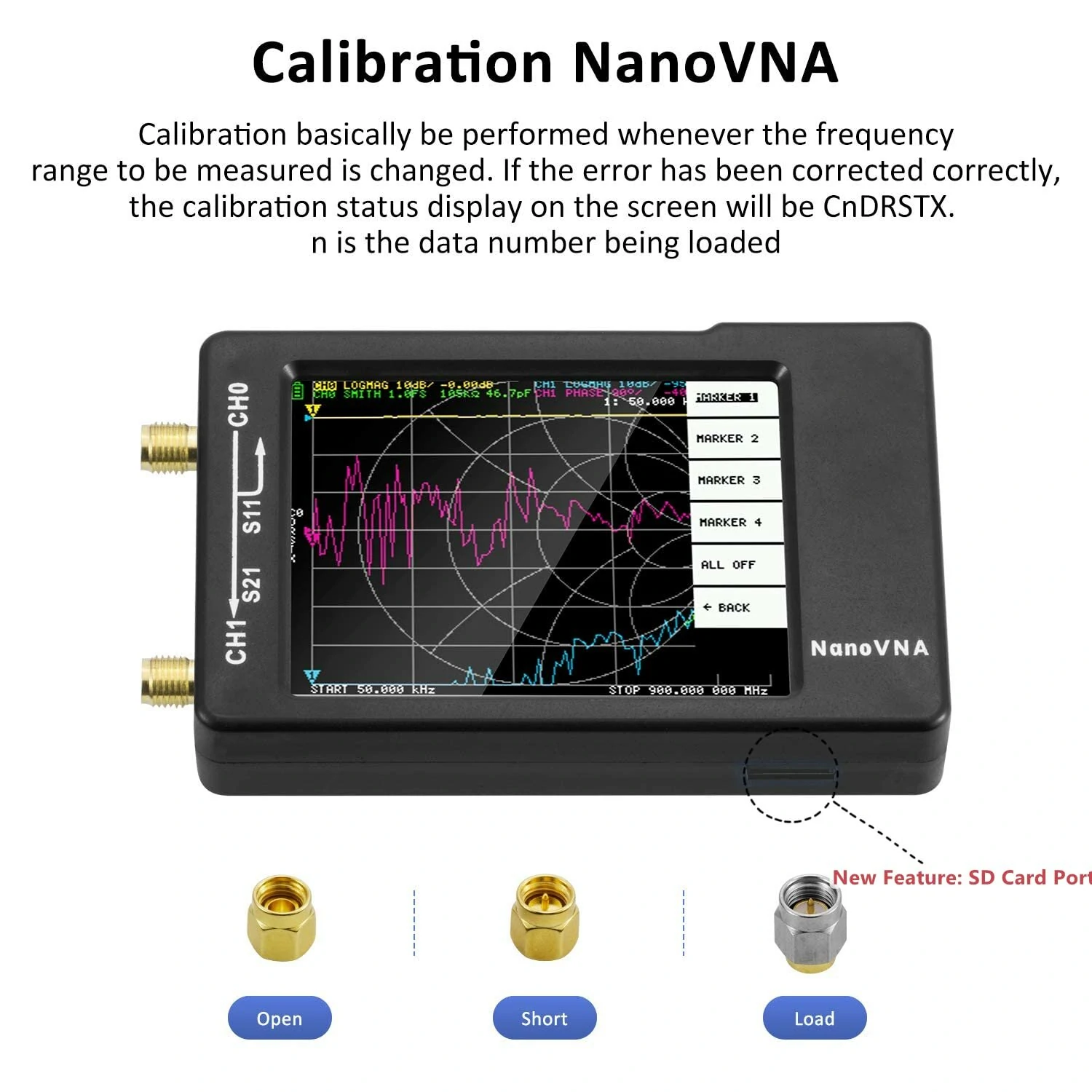 Original Hugen NanoVNA-H V2.8 Inch Antenna Analyzer 10KHz-1.5GHz | MF HF VHF UHF | With SD Card Slot V3.6 - Image 3