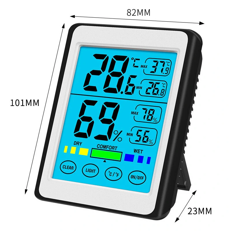 CH-914 Digital Thermometer Hygrometer - Touch Screen Display - Indoor Temperature Humidity Meter - Image 3