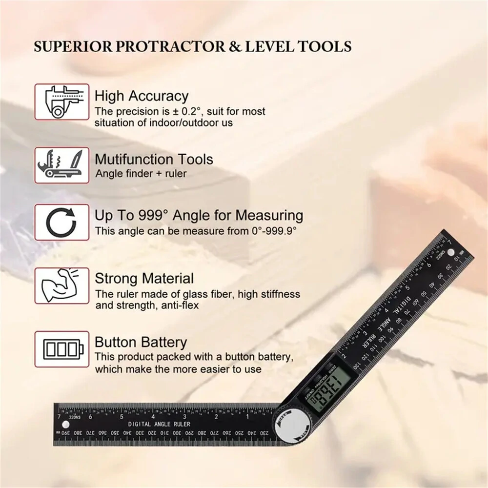 2-in-1 Digital Angle Finder Protractor | 7 Inch Ruler, LED Display, High Accuracy - Image 2