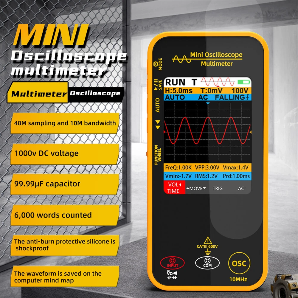 BSIDE OS1 Mini Oscilloscope Multimeter | 10MHz 48MSa/s | 1000V DC Portable Tester - Image 2