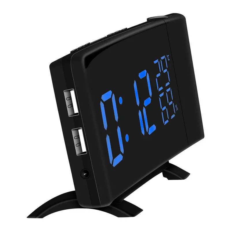 TS-5210 Digital Thermometer Hygrometer | 3-Color Projection | LED Display | Temp & Humidity | FM Radio | Time Clock - Image 2