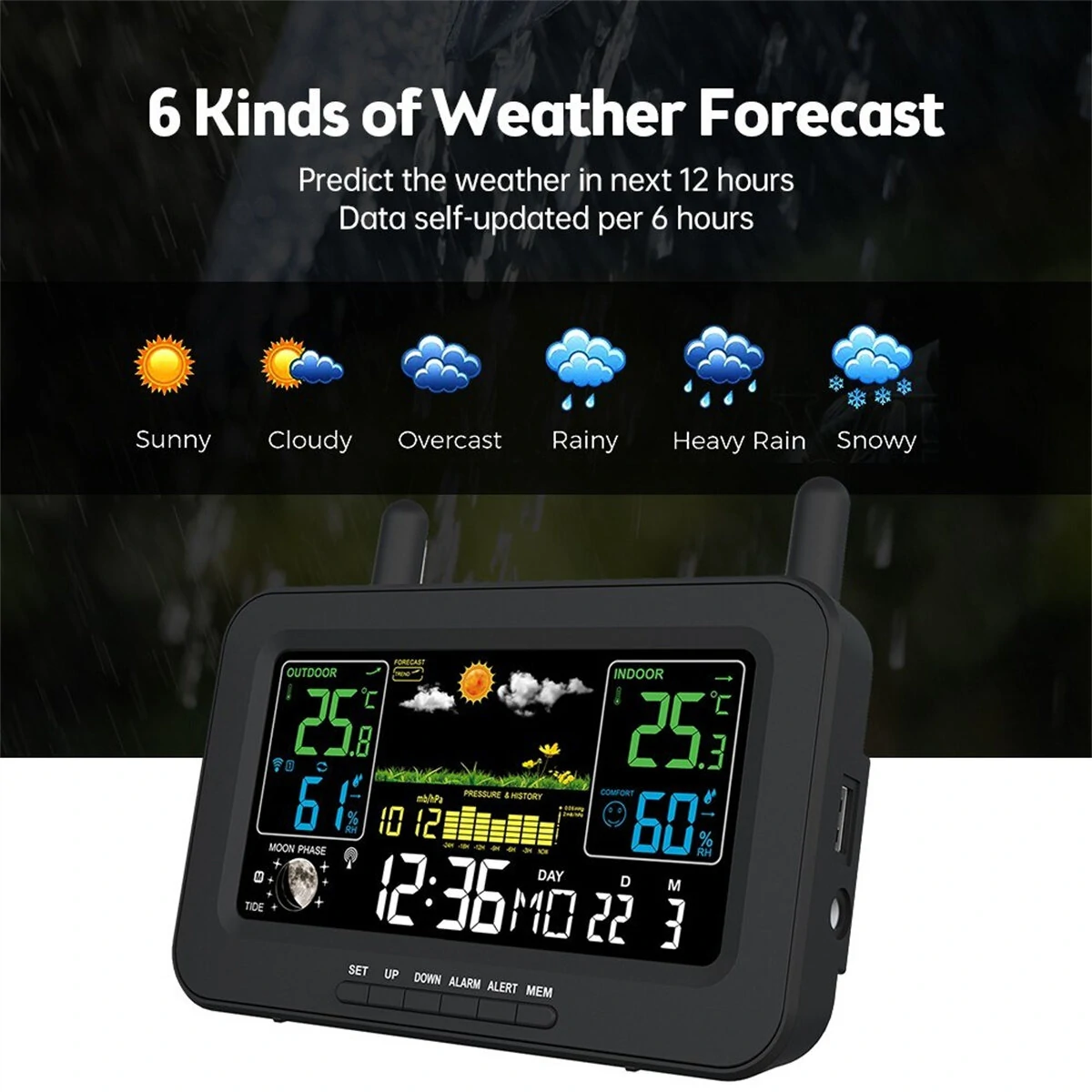 AcuRite Wireless Indoor Outdoor Weather Station - Color Display, Temperature Humidity Monitor with Forecast & Alerts - Image 5