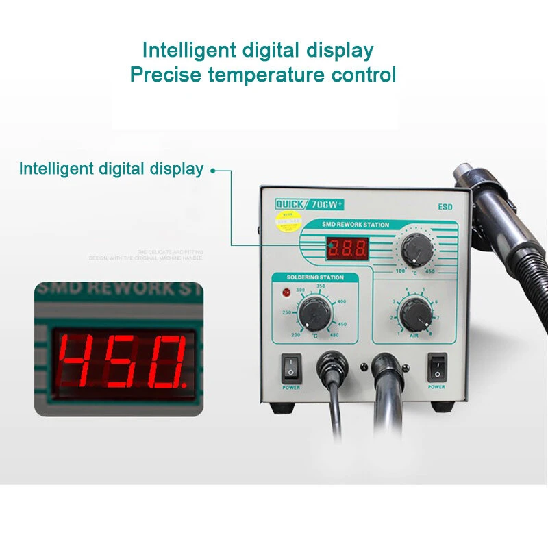 Quick 706W+ 2-in-1 SMD BGA Rework Station | Hot Air & Desoldering for Phone Repair - Image 2