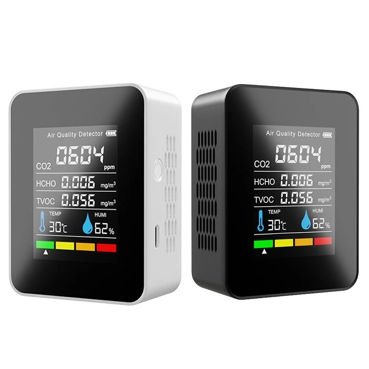 CO2 TVOC HCHO Air Quality Monitor - 5-in-1 Tester with Temp/Humidity LCD Display - Image 2