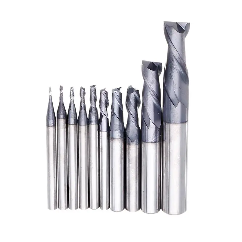 Drillpro HRC55 TiAlN 2 Flute End Mill Cutter | 1-10mm Tungsten Carbide CNC Tool - Image 3