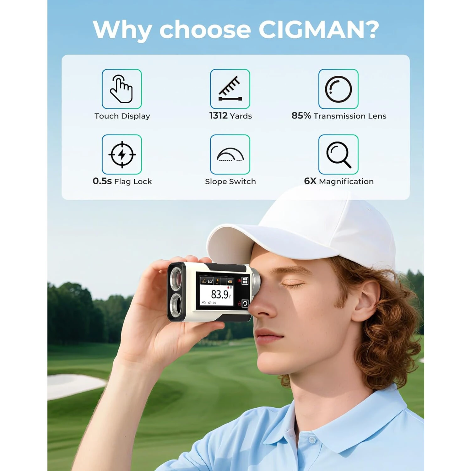 CIGMAN Golf Rangefinder with Slope - 1312 Yards | 6X Magnification & Flag Lock - Image 2