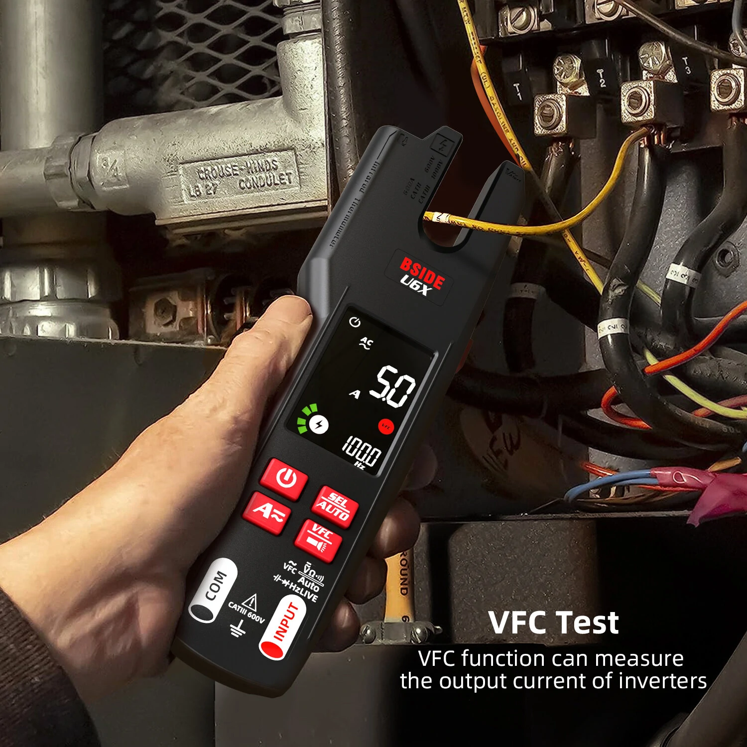 BSIDE U6X Digital Clamp Meter | 0-620V AC/DC, Temp Sensor | Electrical Troubleshooting - Image 3