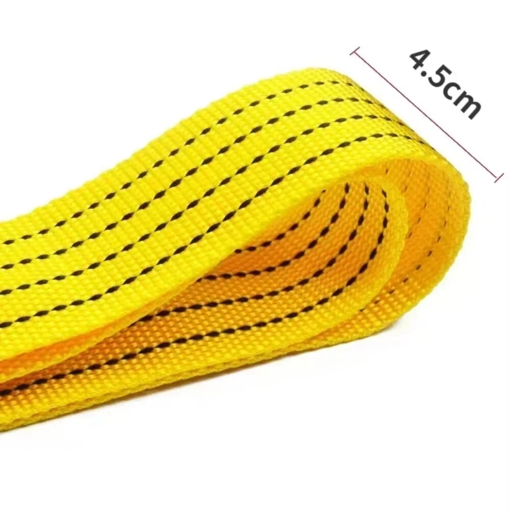 Heavy Duty 4M Car Tow Rope - 5 Ton Recovery Cable with Hooks - Fluorescent Yellow - Image 3